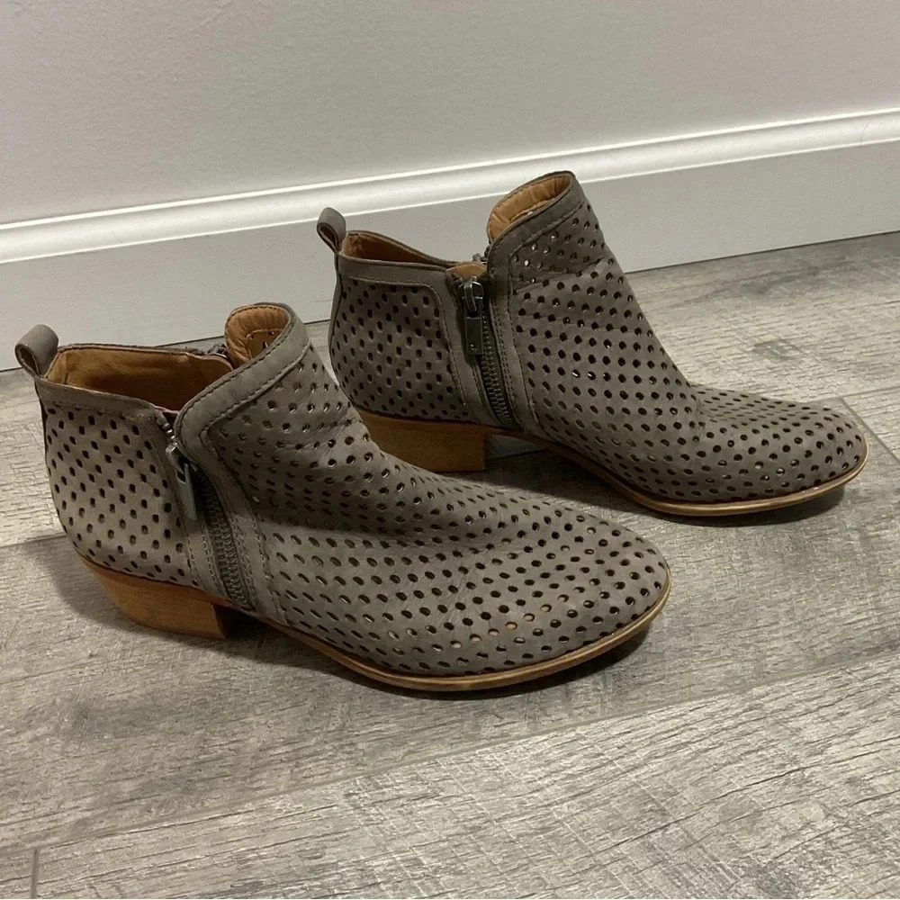 Lucky Brand Perforated Basel Ankle Boots Size 7‎